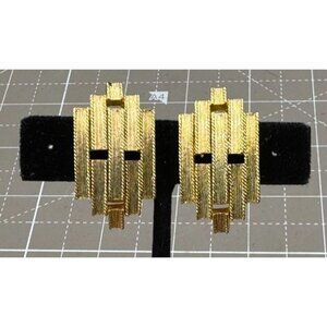 Vintage Orena Paris Geometric Gold-Toned Clip-On Earrings
